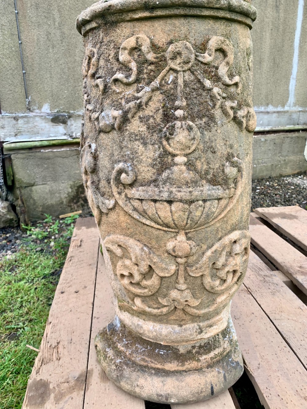 Excellent pair carved stone pedestals View VI