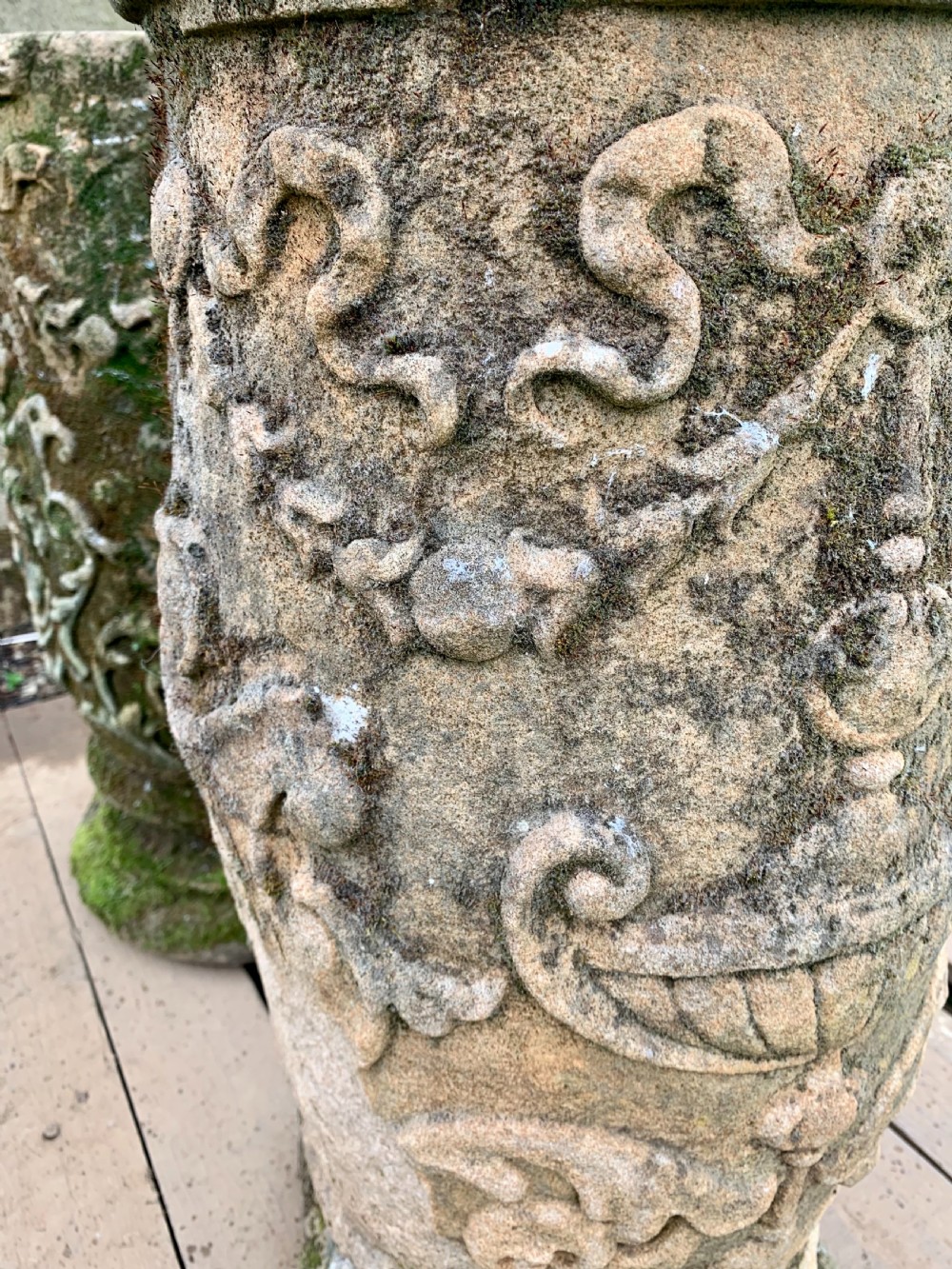 Excellent pair carved stone pedestals View VII
