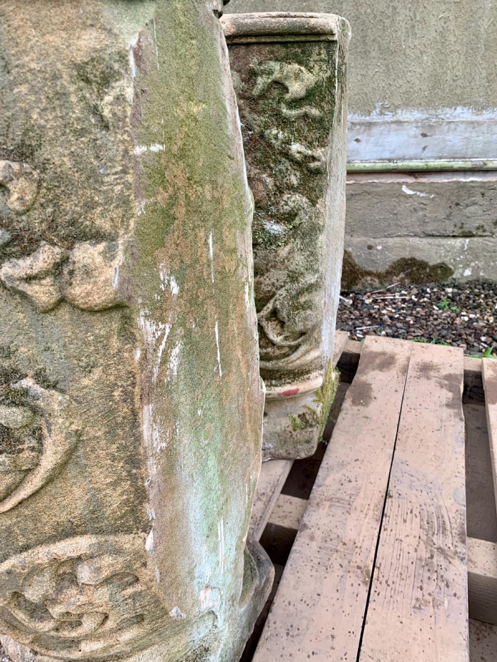 Excellent pair carved stone pedestals View VIII
