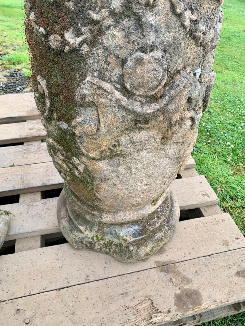 Excellent pair carved stone pedestals View XIII