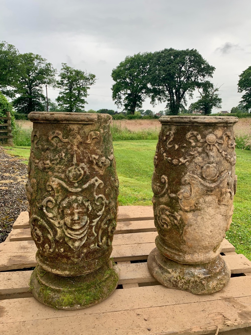 Excellent pair carved stone pedestals View XVI