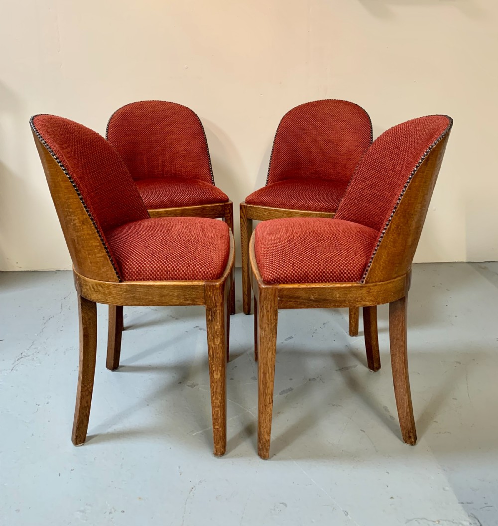 Set of four Art Deco oak dining chairs 