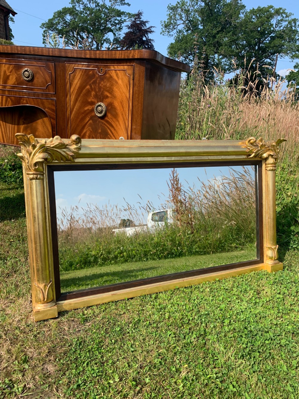Regency gilt wood overmantle mirror  View II