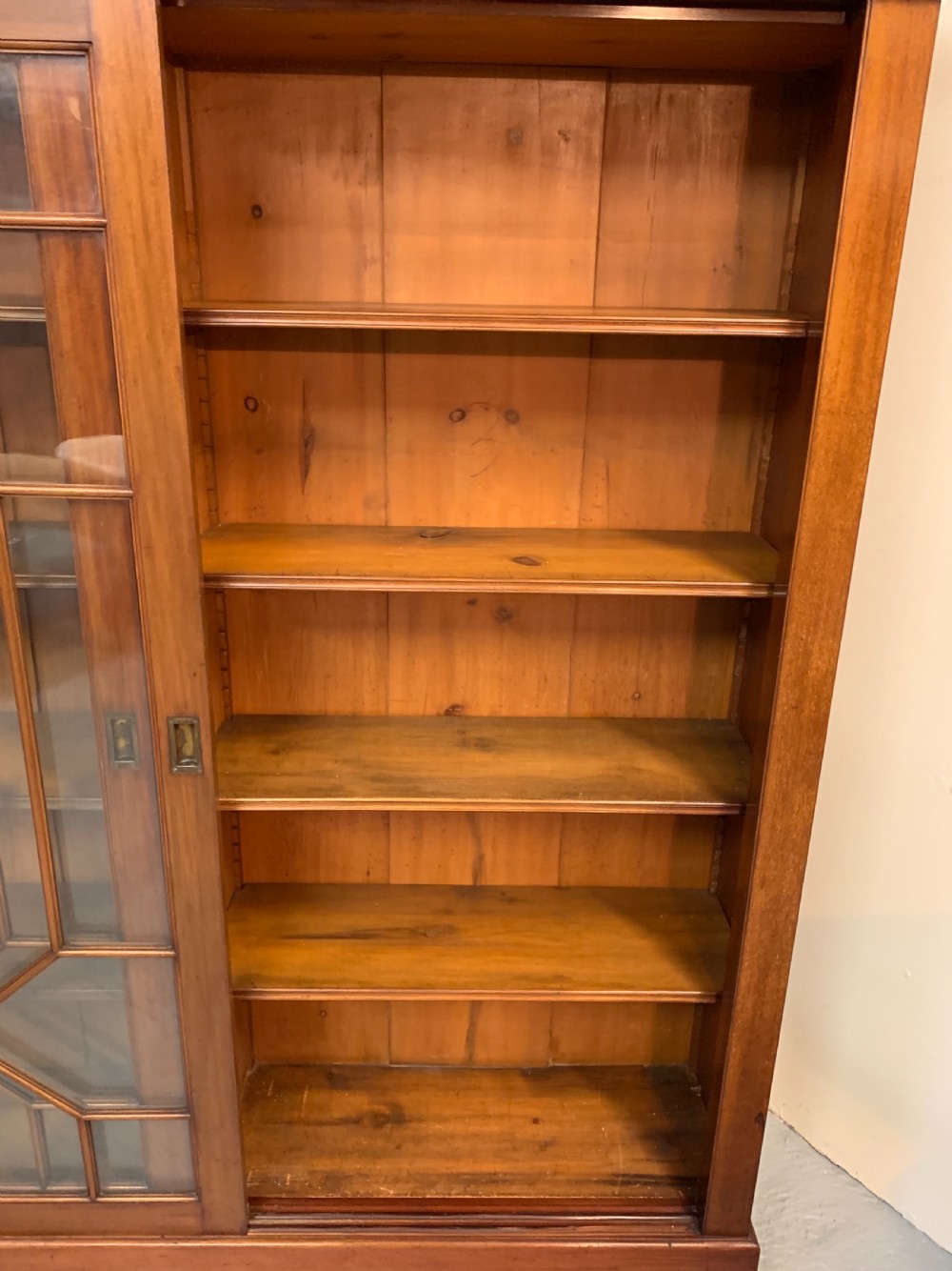Excellent large mahogany glazed bookcase  View V