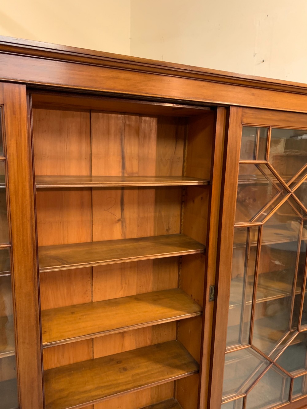 Excellent large mahogany glazed bookcase  View X