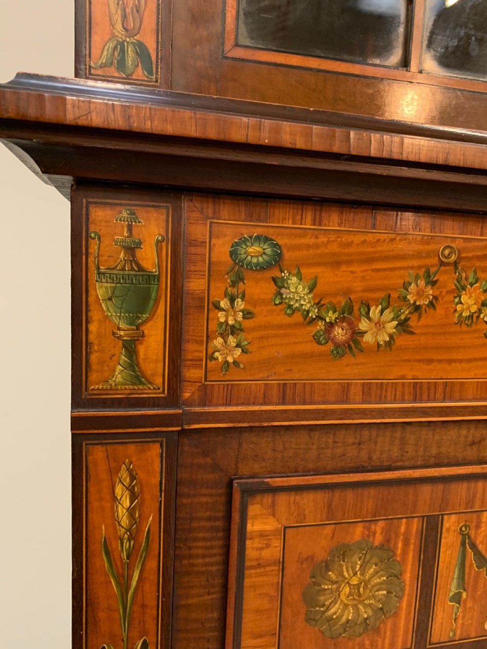 Fine satinwood polychrome decorated corner cupboard  View XI