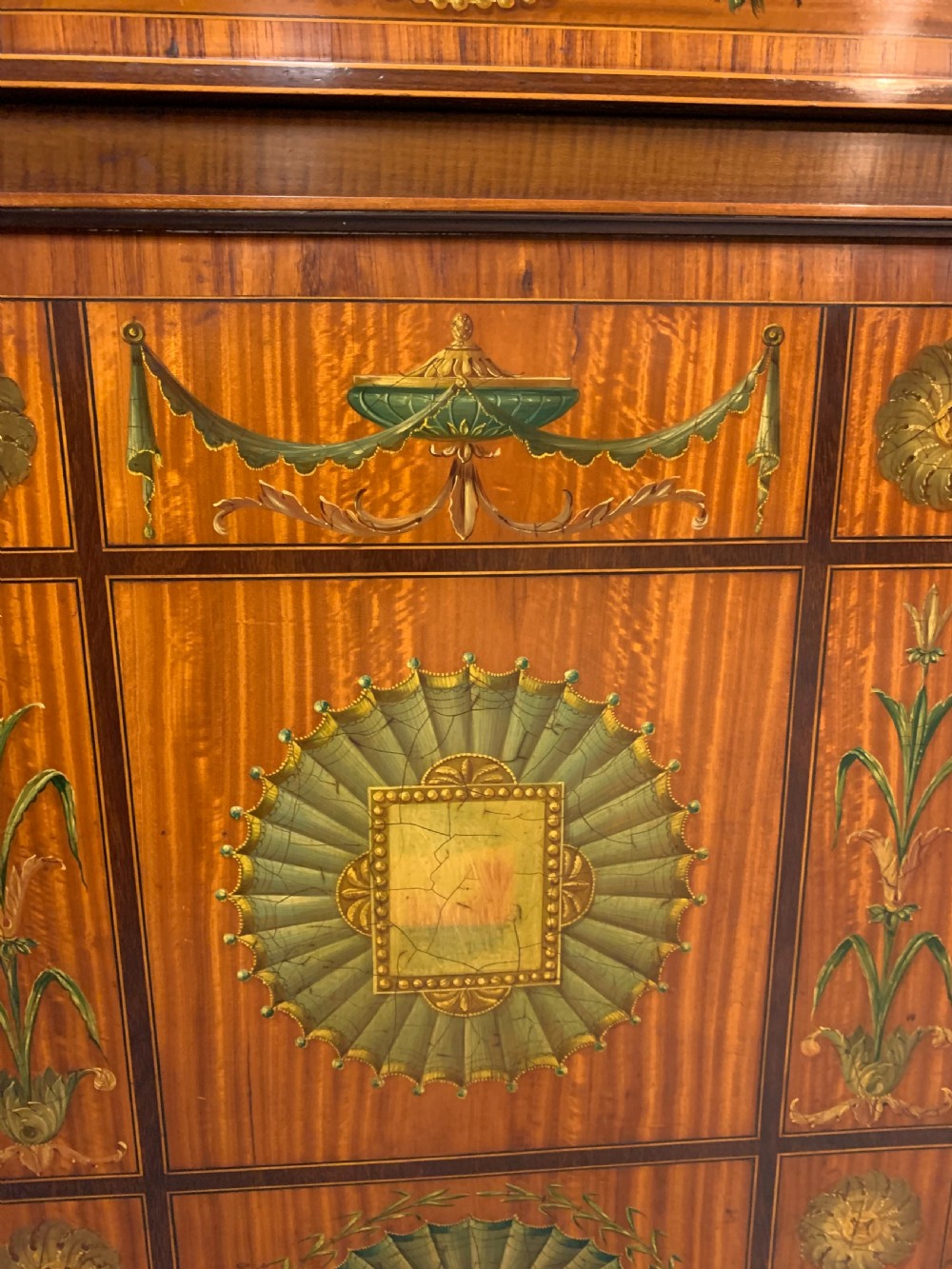 Fine satinwood polychrome decorated corner cupboard  View XII