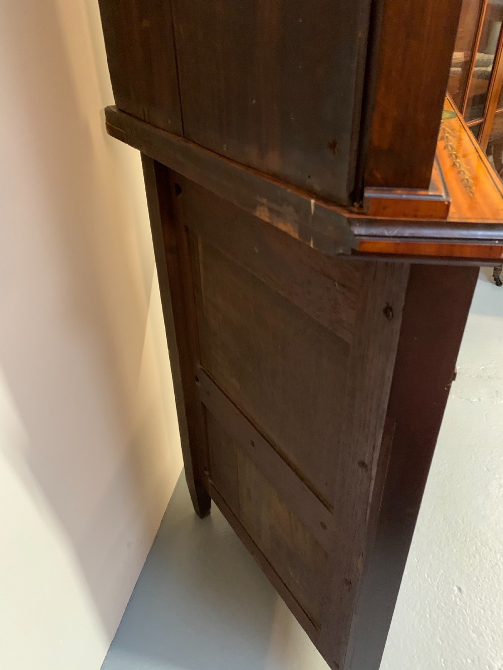 Fine satinwood polychrome decorated corner cupboard  View XIV