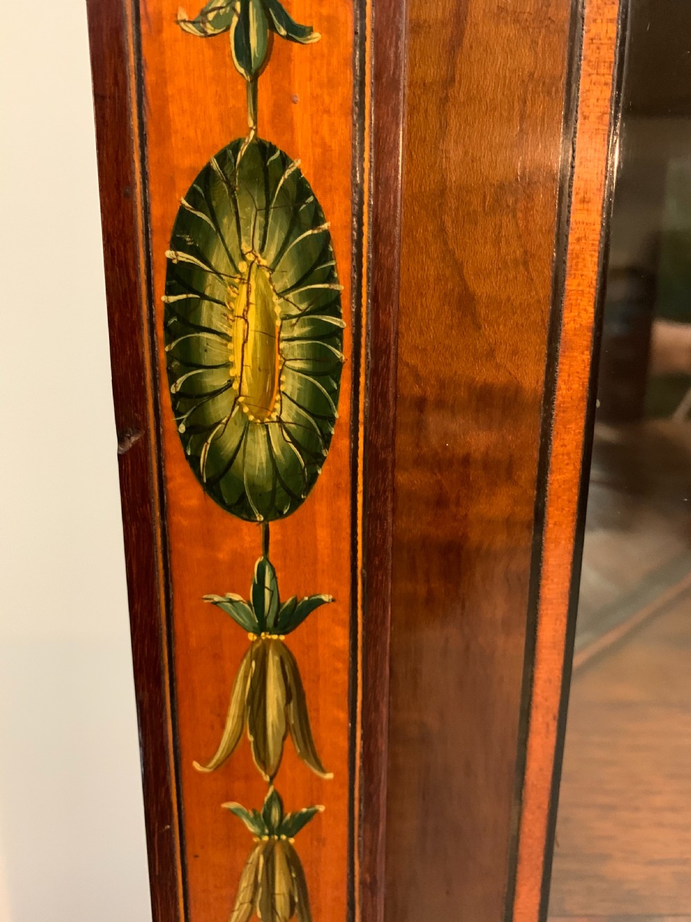 Fine satinwood polychrome decorated corner cupboard  View XIX