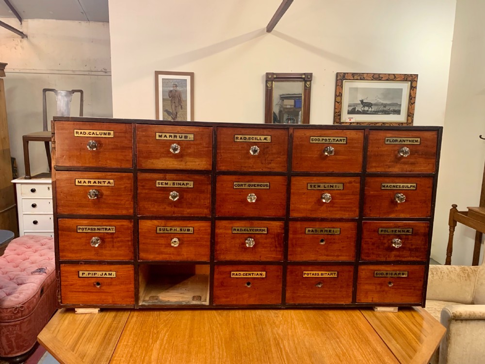 Large bank of chemist drawers 