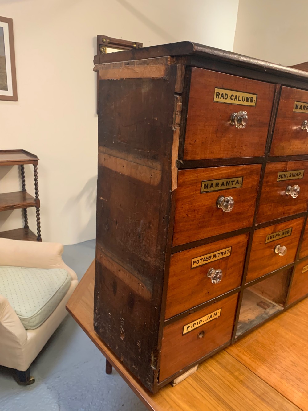 Large bank of chemist drawers  View IX
