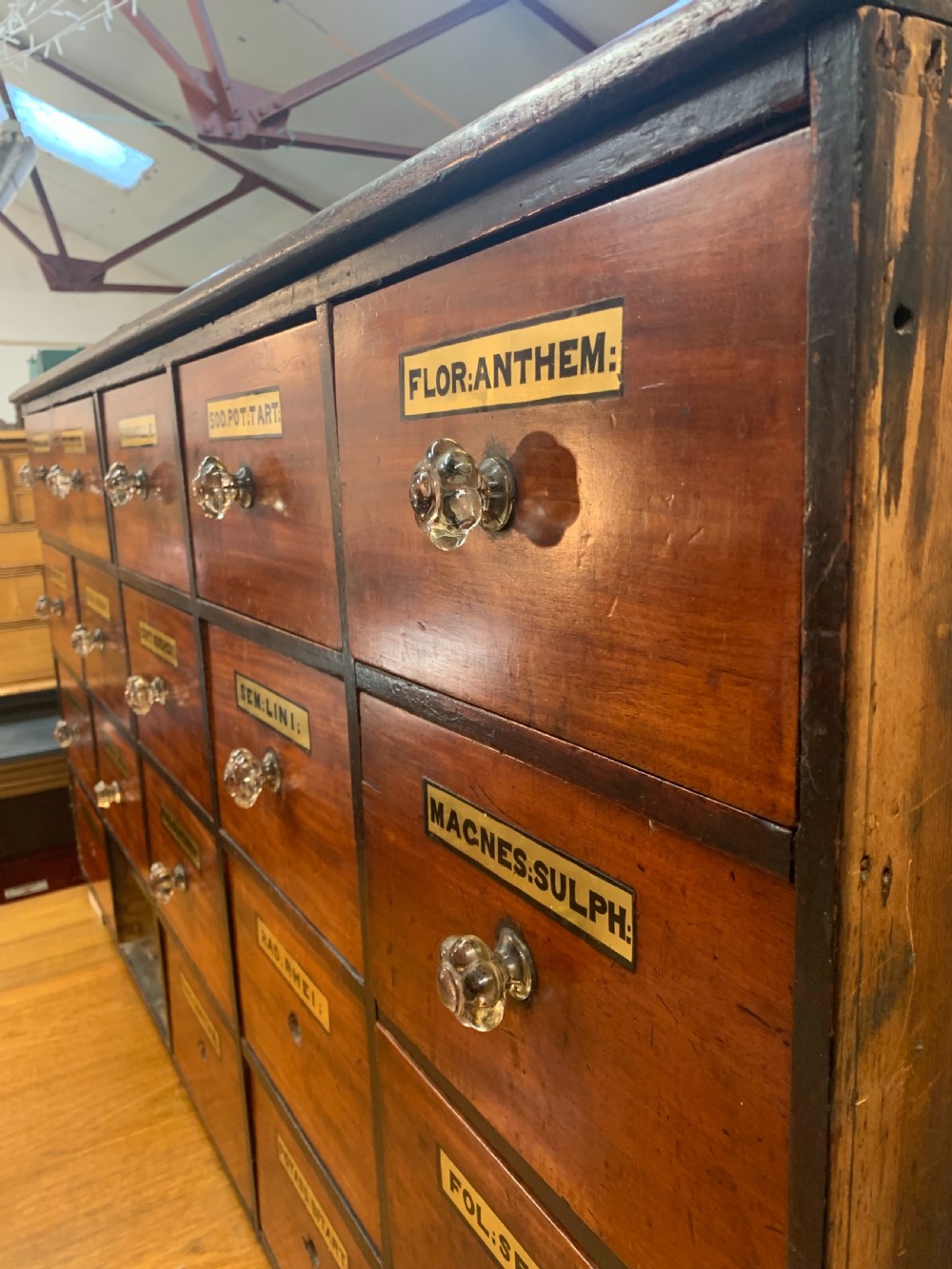 Large bank of chemist drawers  View XIII