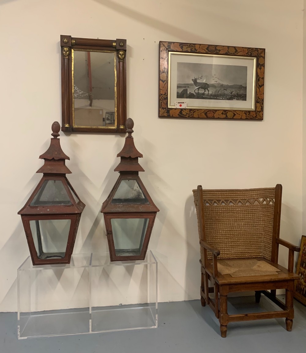 Large pair tole pagoda top lanterns  View V