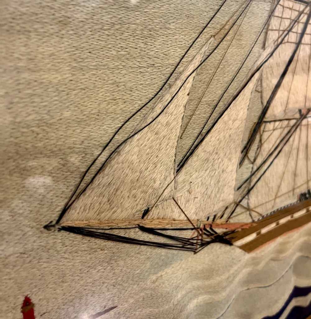 Naive embroidery wool work ship picture View VI