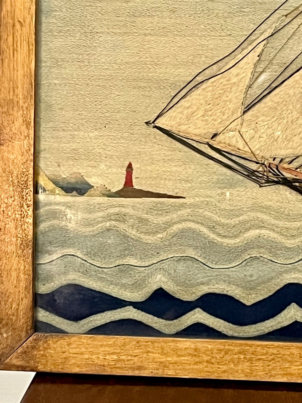 Naive embroidery wool work ship picture View VII