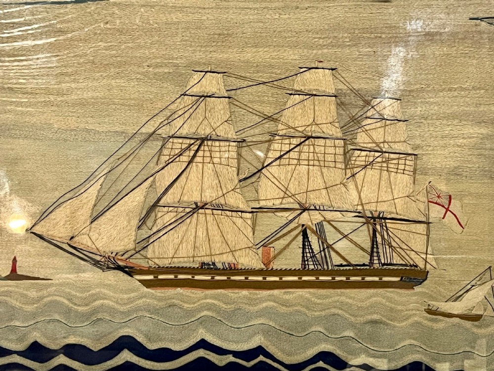 Naive embroidery wool work ship picture View VIII