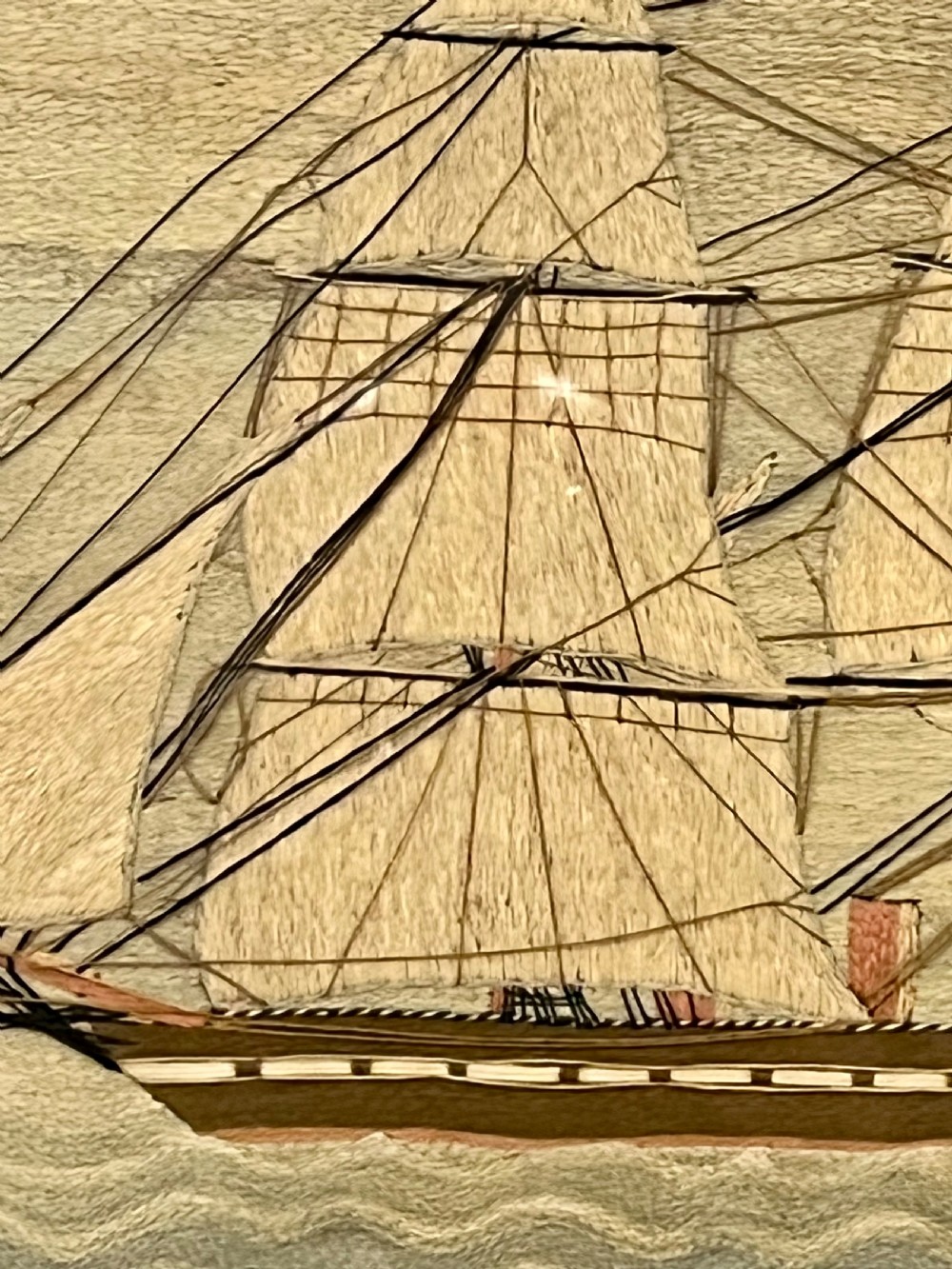 Naive embroidery wool work ship picture View IX