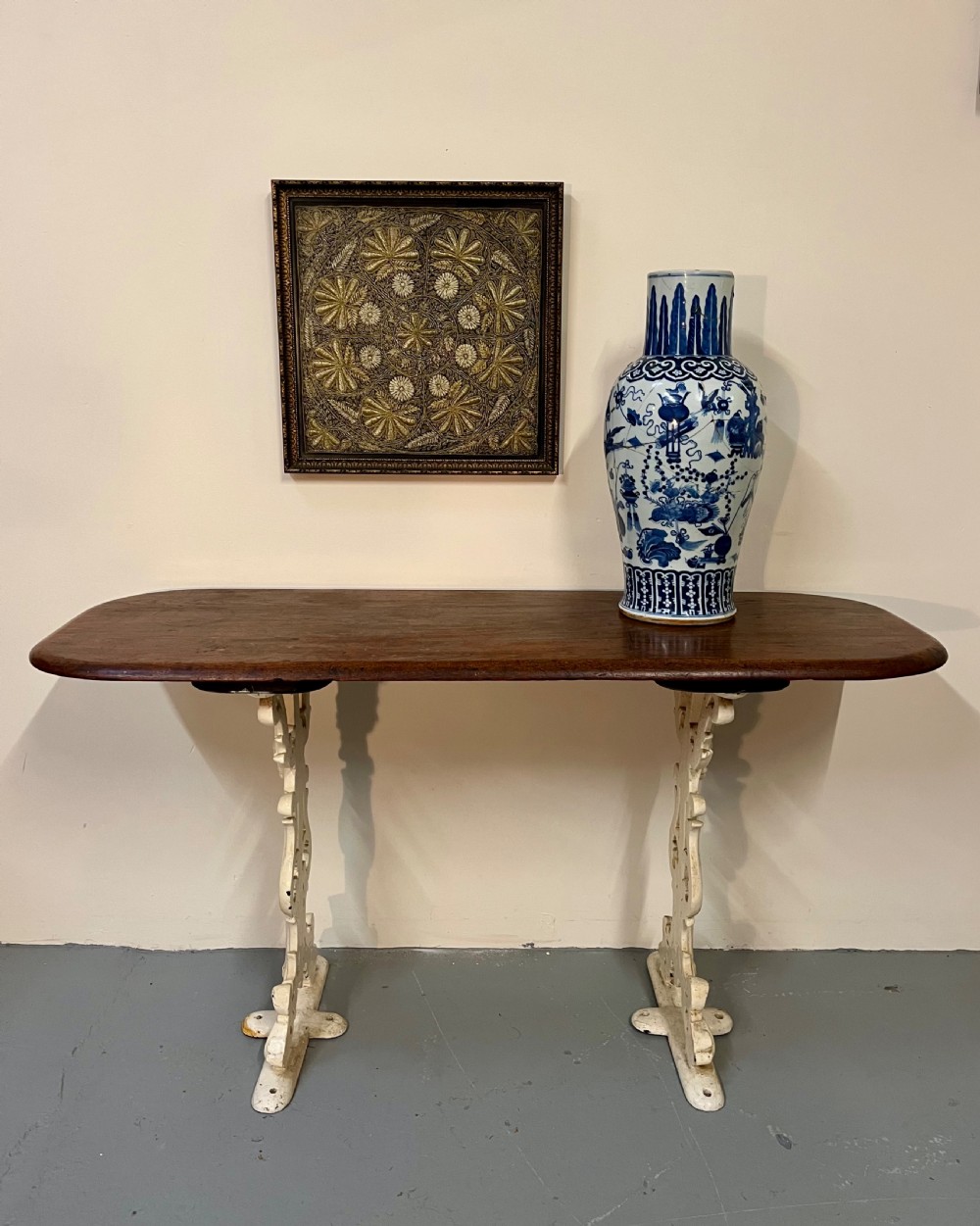 Cast iron and teak table  View VI