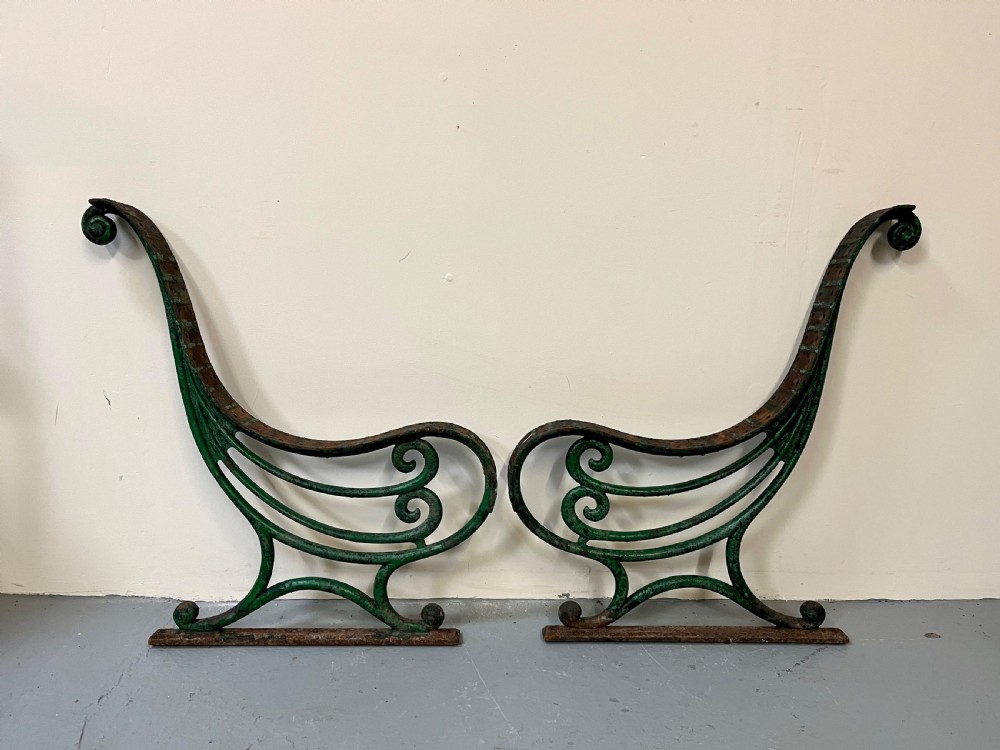 Large cast iron bench ends 