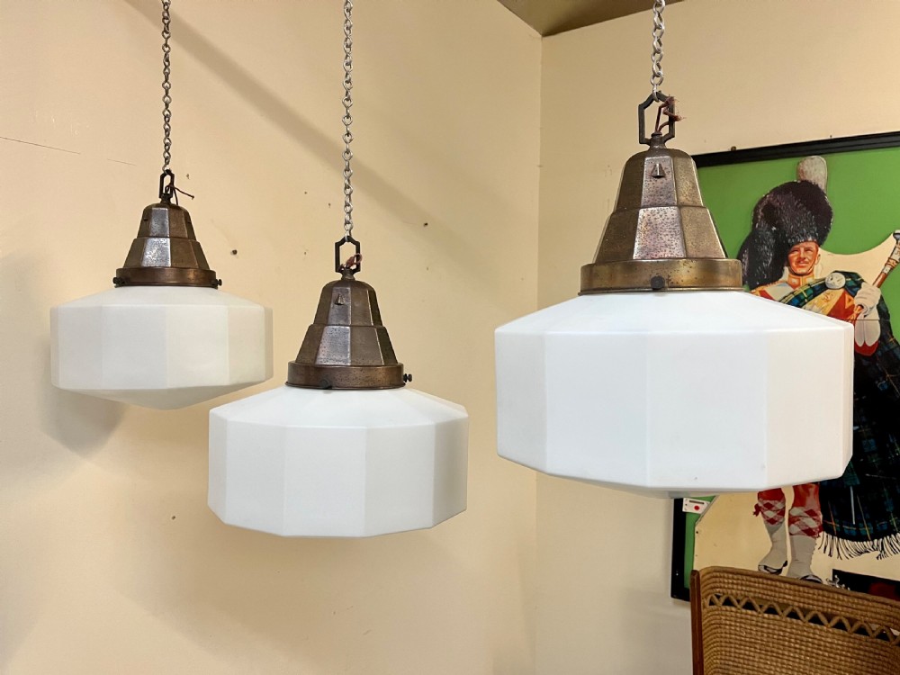 Three large opaline pendant lights  View III