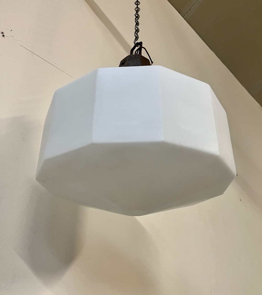 Three large opaline pendant lights  View IX