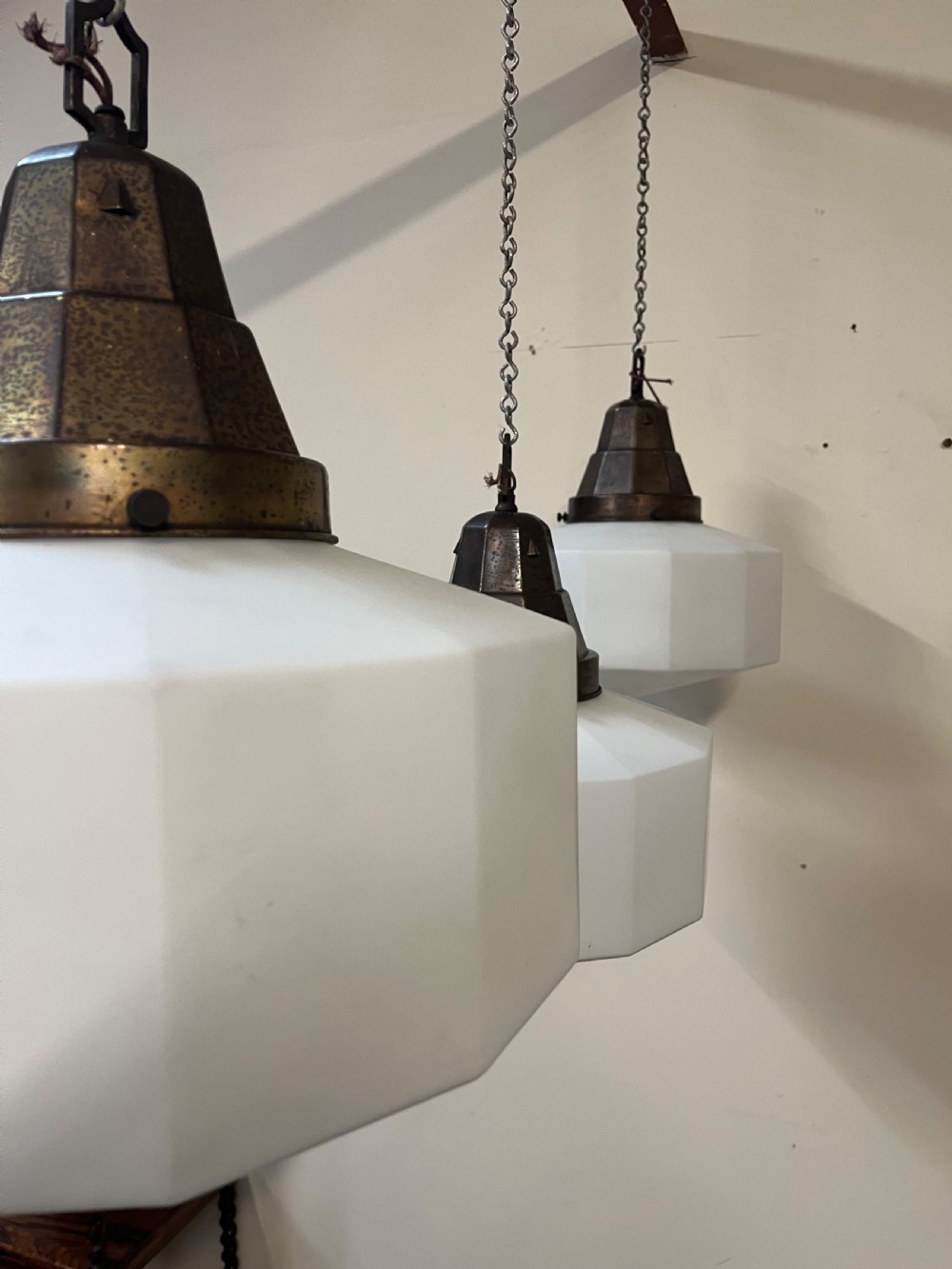 Three large opaline pendant lights  View XI