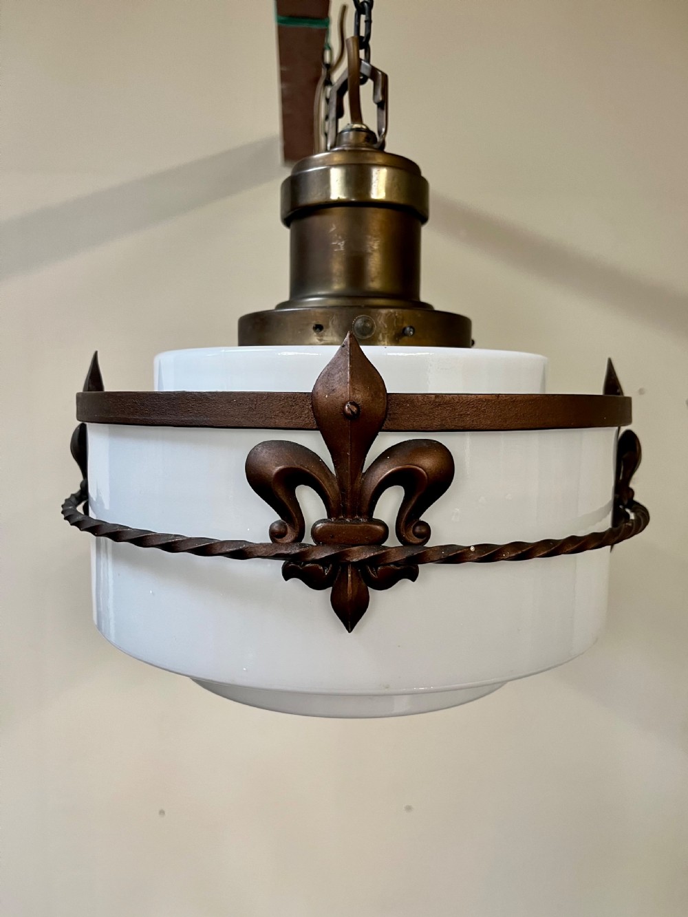 Pair GEC opaline pendant lights  View II