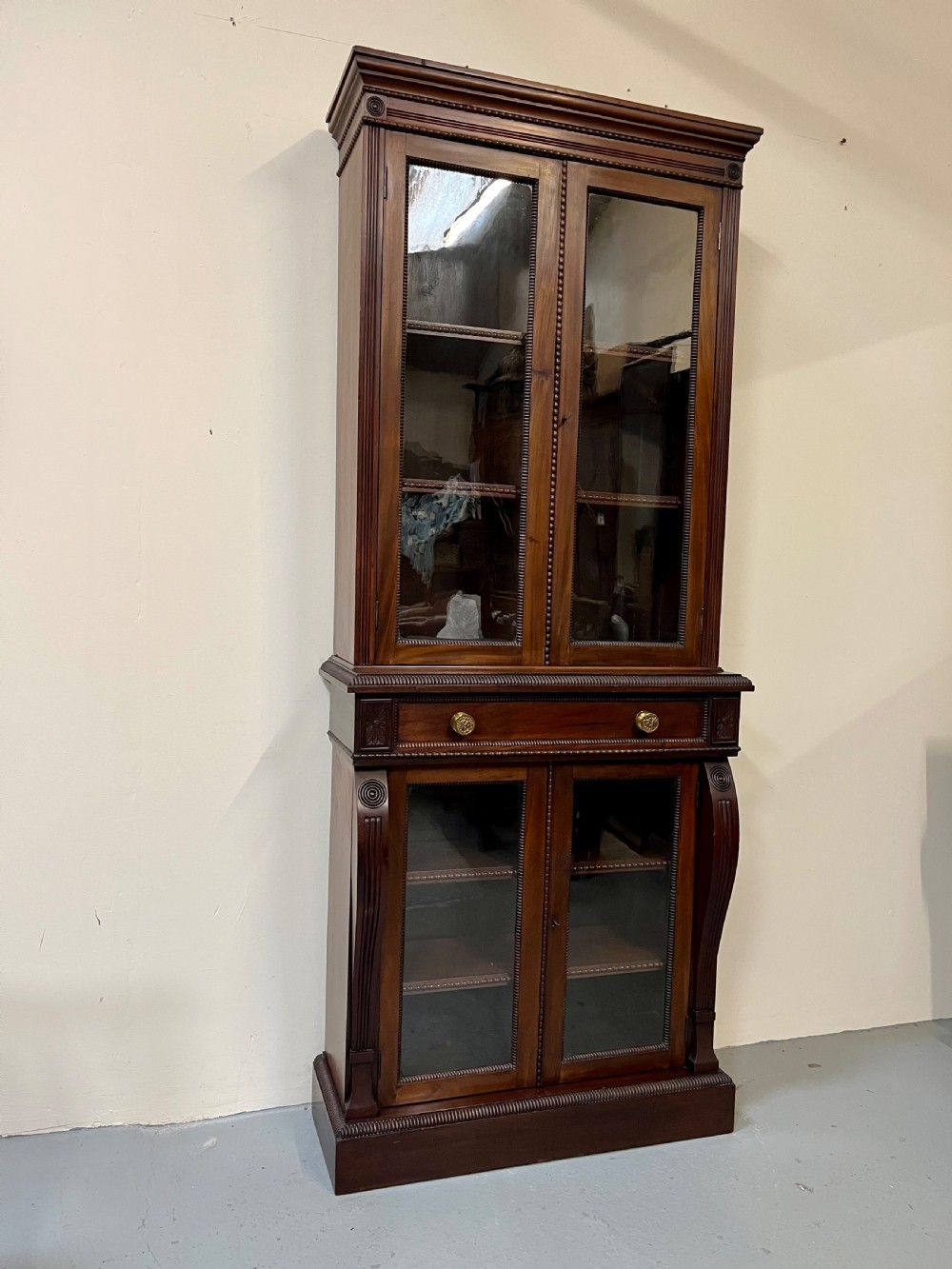 mahogany two part glazed bookcase  View IV