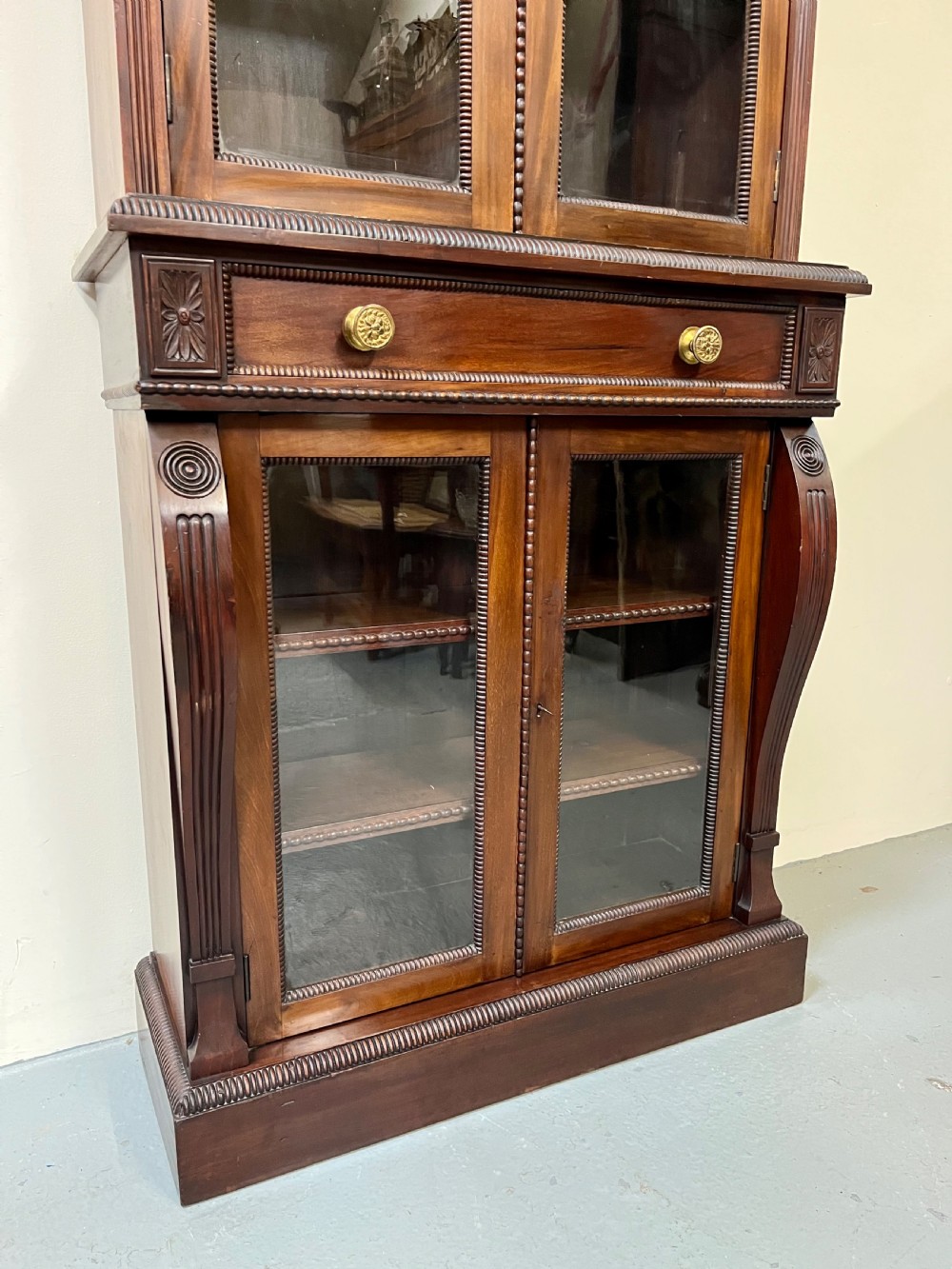 mahogany two part glazed bookcase  View VI