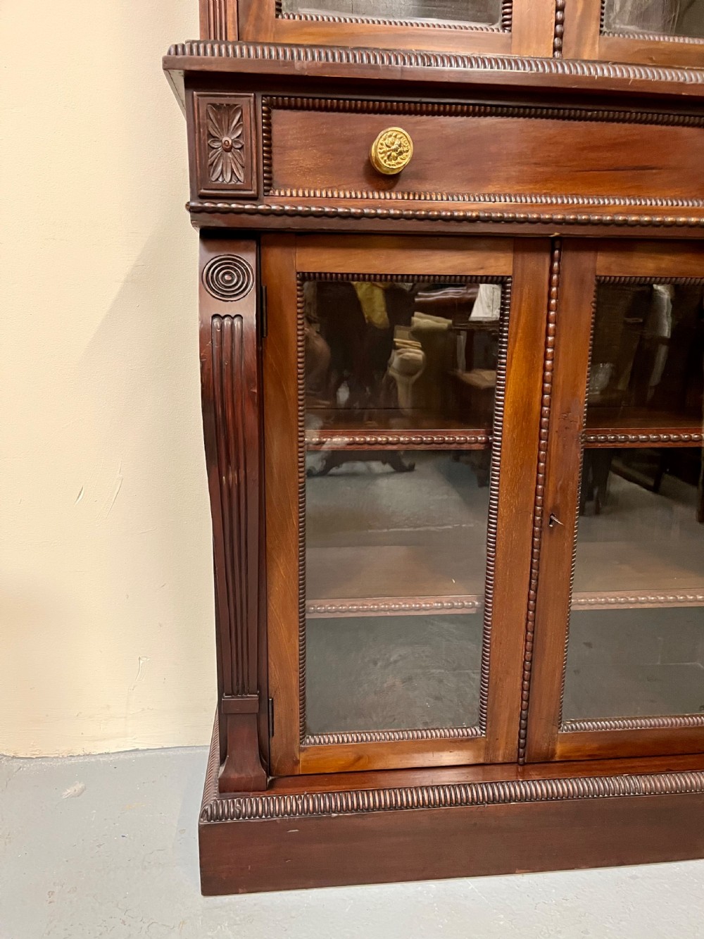 mahogany two part glazed bookcase  View X