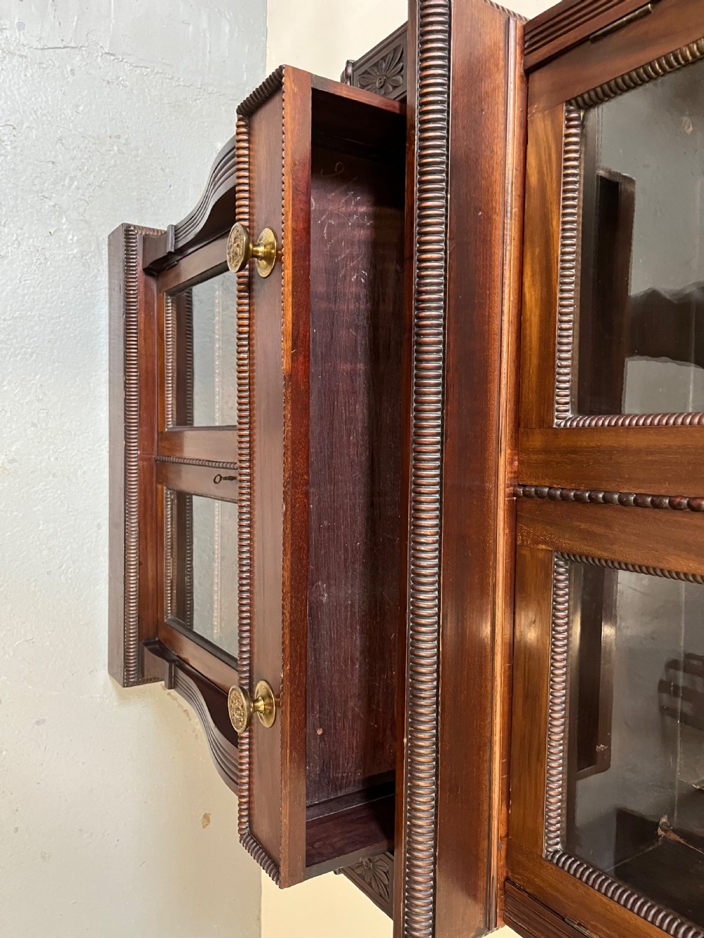 mahogany two part glazed bookcase  View XI