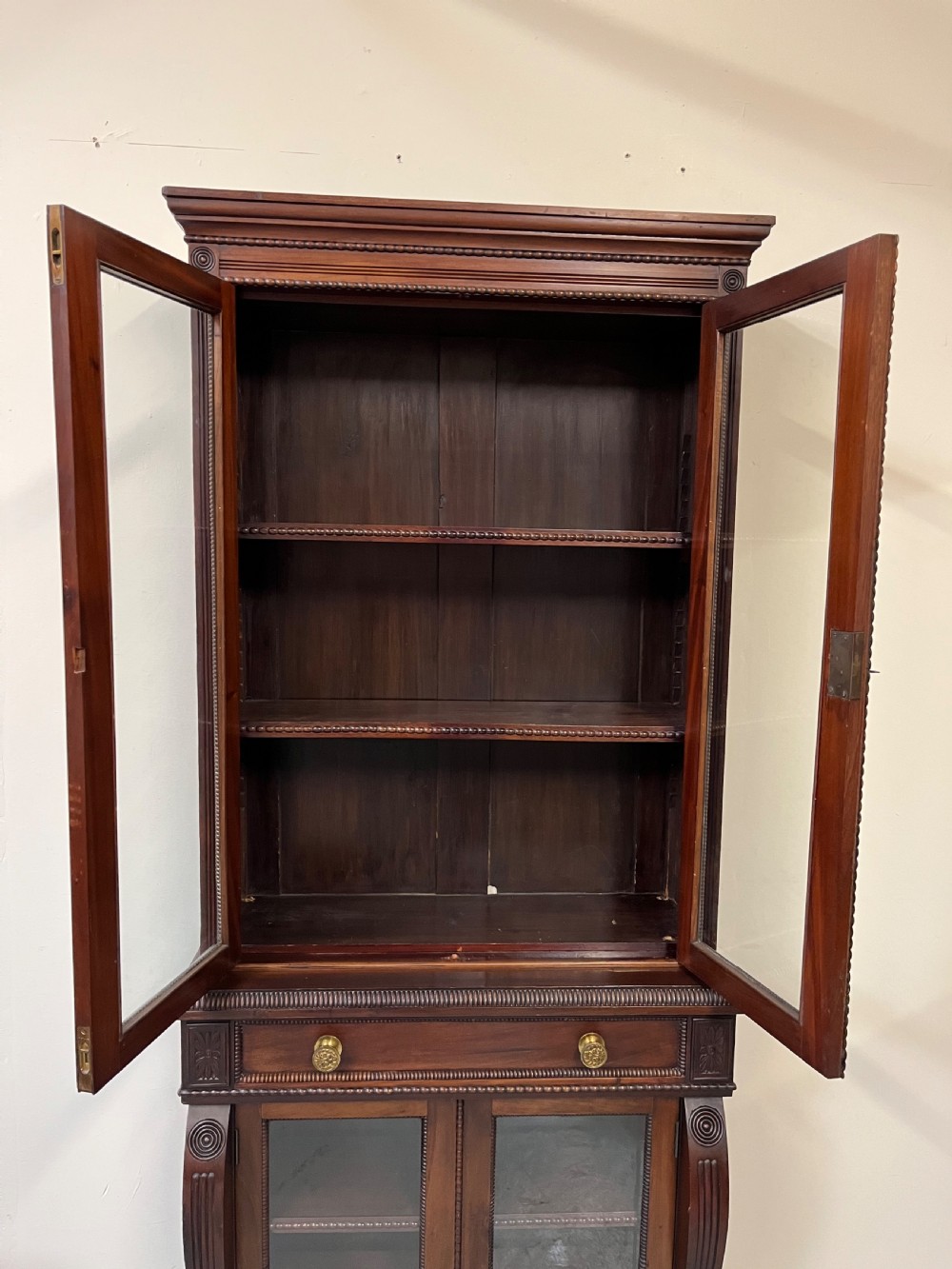 mahogany two part glazed bookcase  View XIII