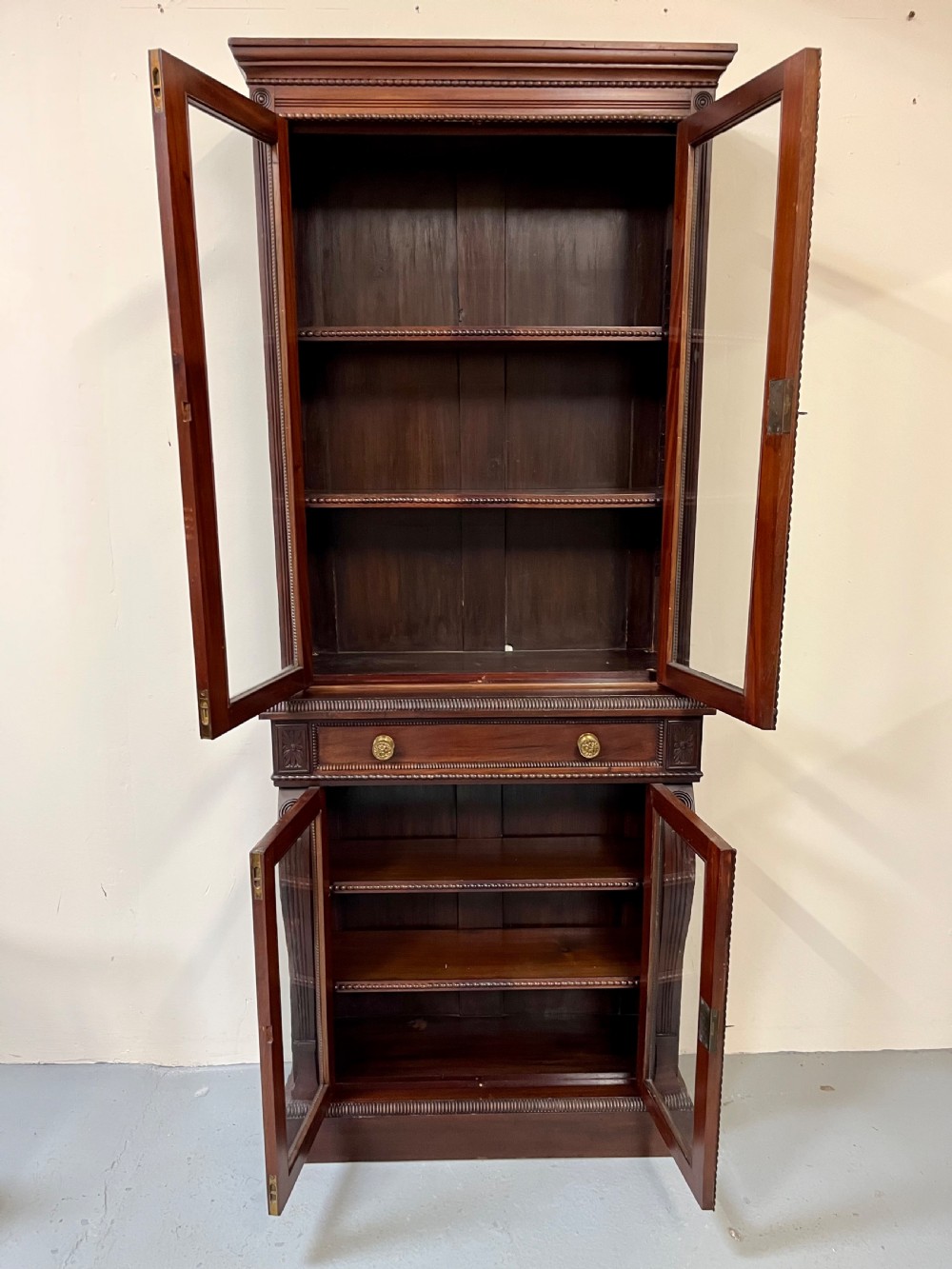 mahogany two part glazed bookcase  View XIV