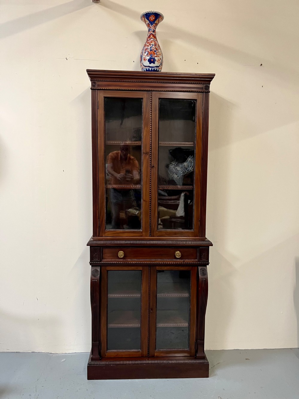 mahogany two part glazed bookcase  View XXI