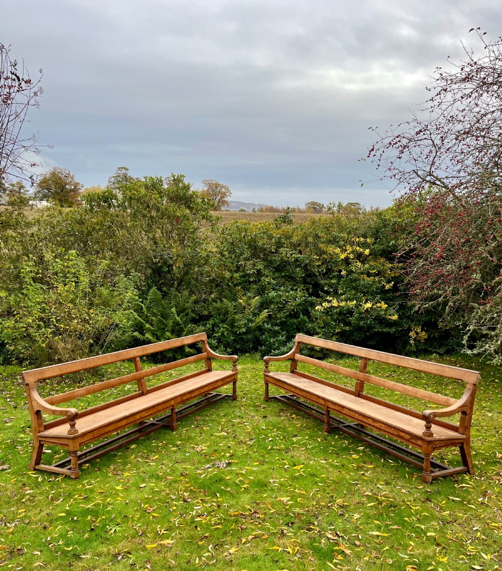 Pair Scottish hall benches  View III