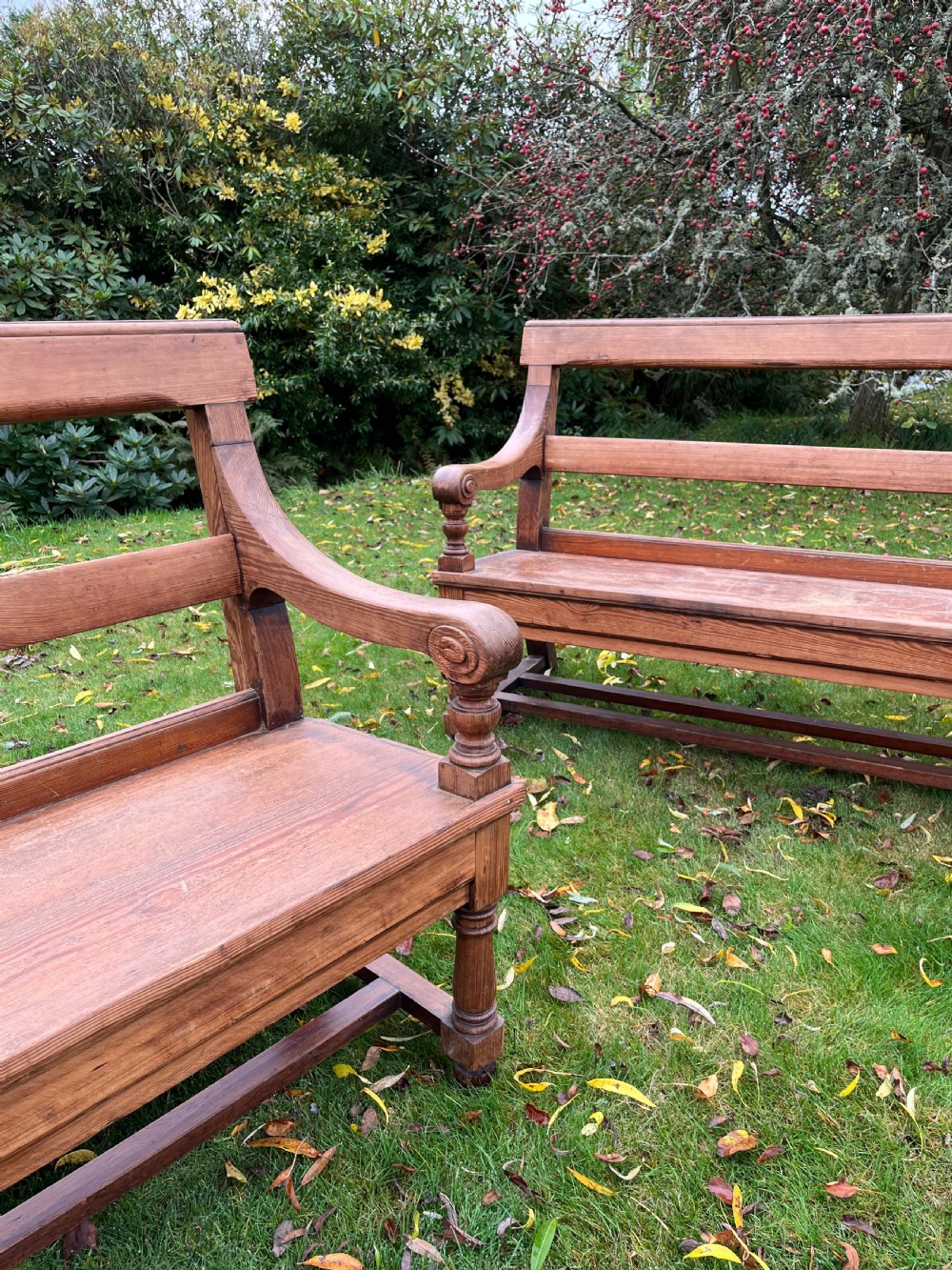Pair Scottish hall benches  View XV