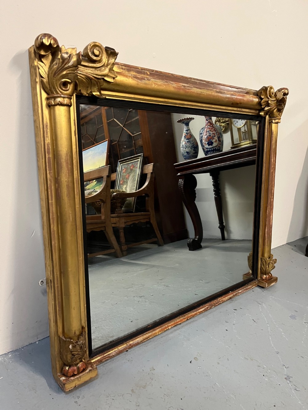 Large regency over mantle mirror  View V