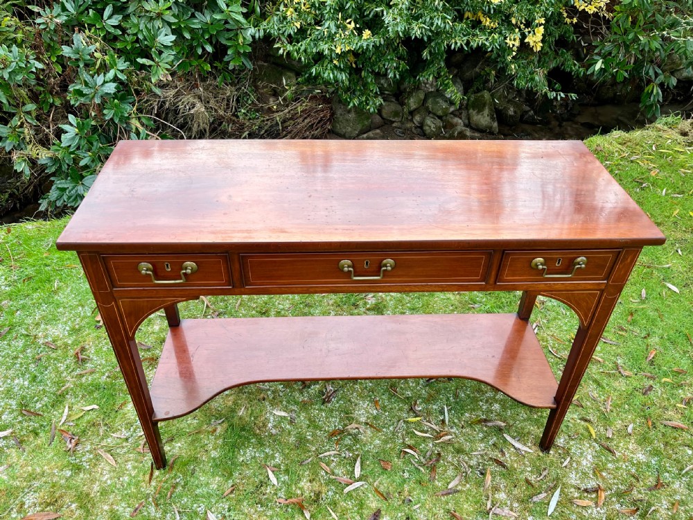 Tall narrow inlaid console table View III