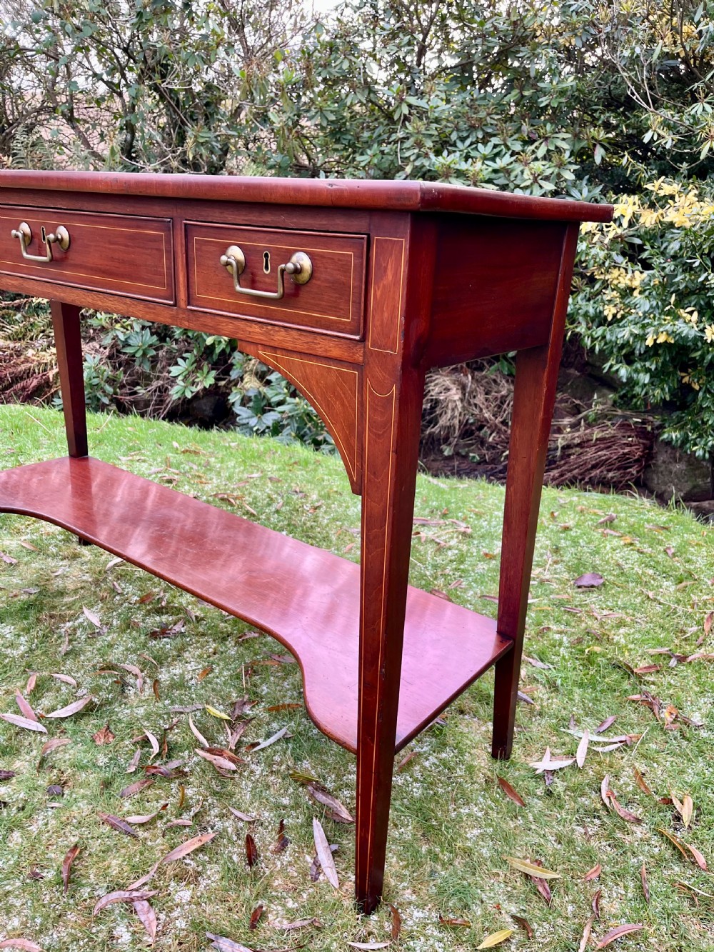 Tall narrow inlaid console table View VI