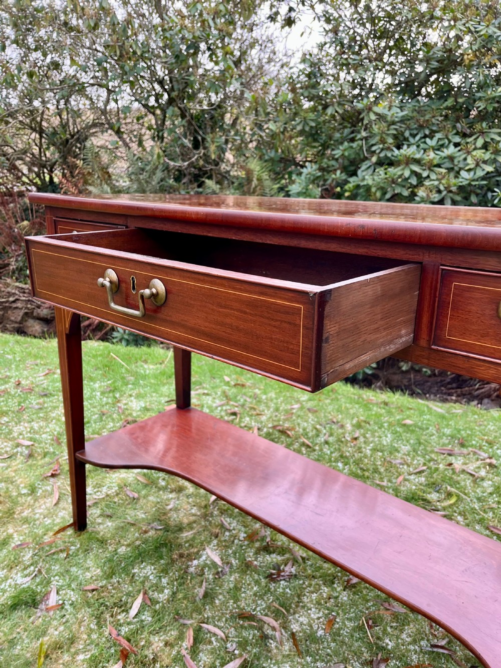 Tall narrow inlaid console table View VII