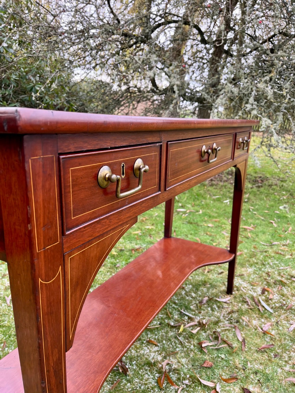 Tall narrow inlaid console table View X