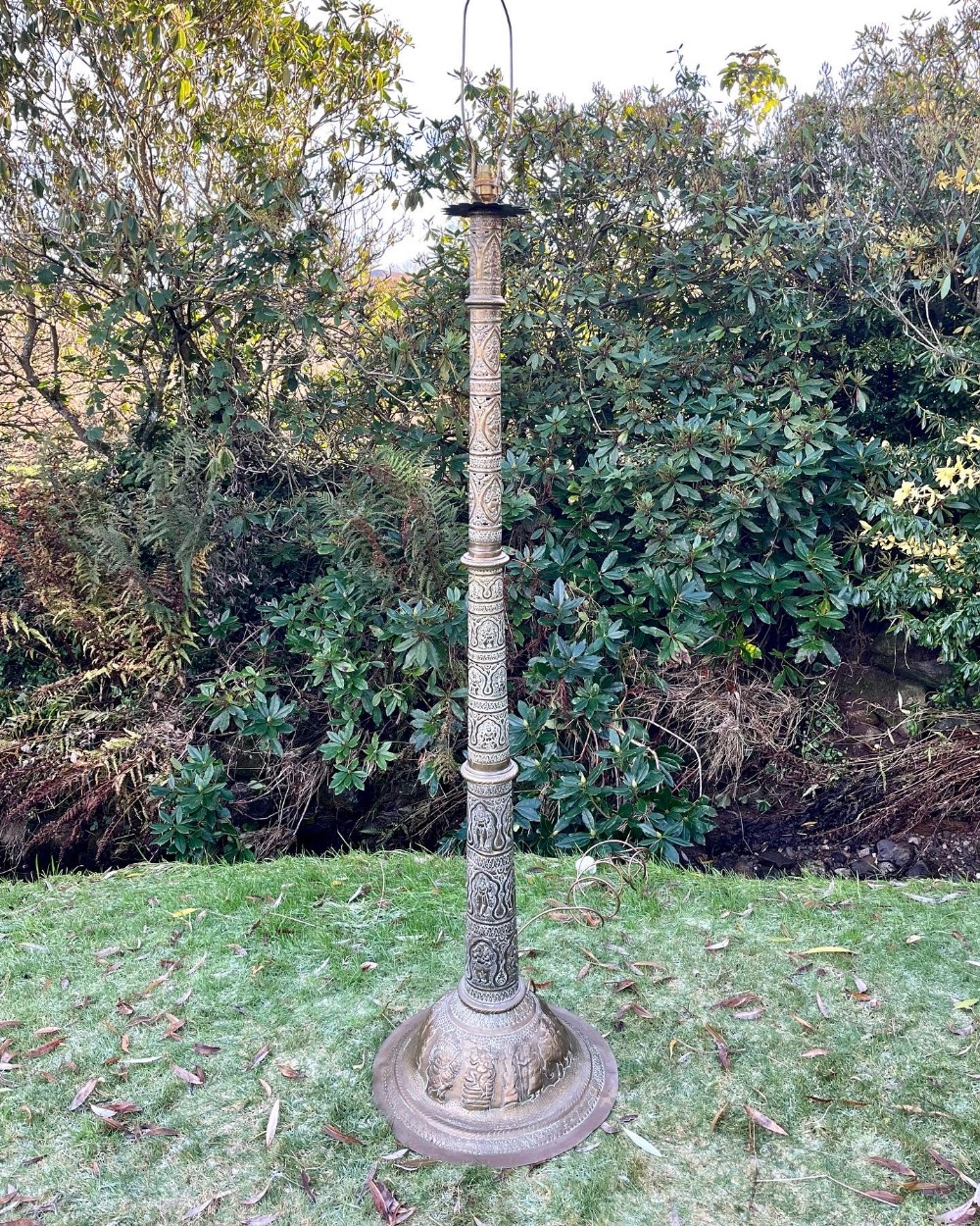 Indian brass standard lamp