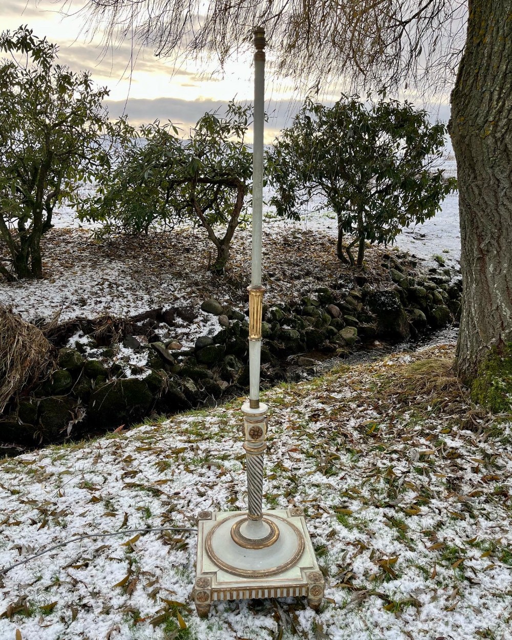 Gilt and painted standard lamp 