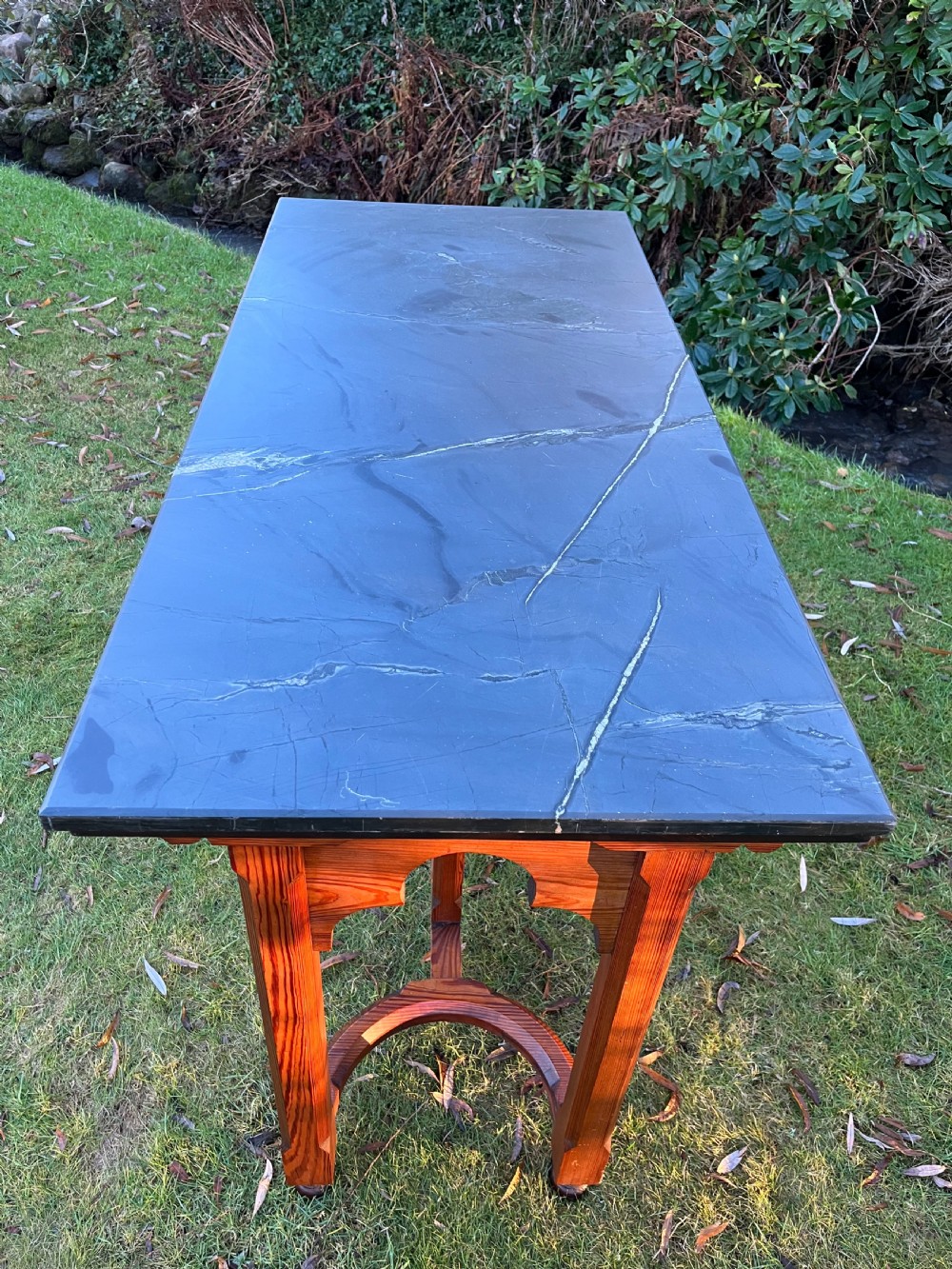 Slate topped pine console table  View III