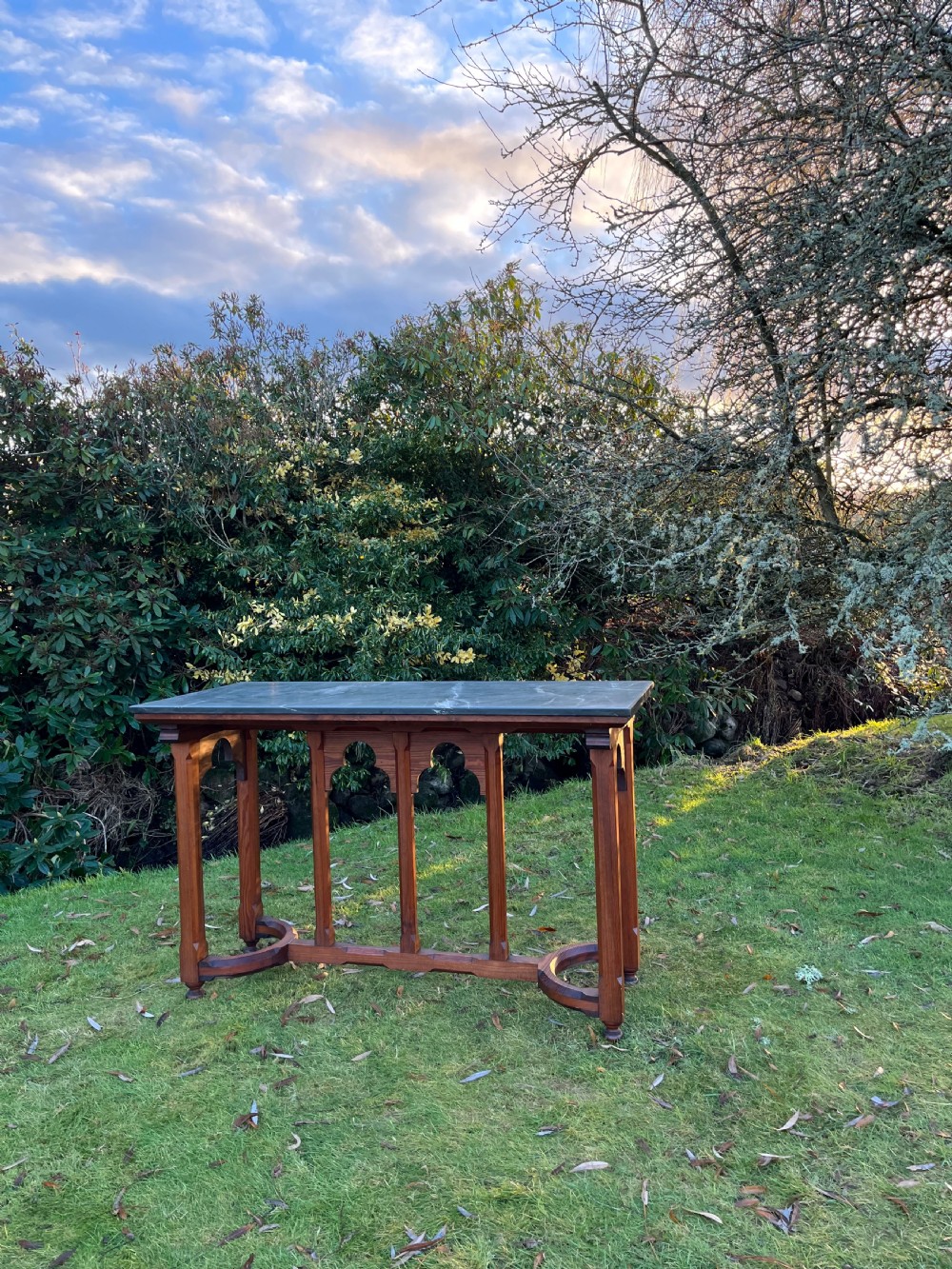 Slate topped pine console table  View VI