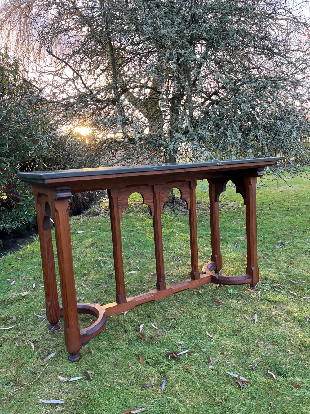 Slate topped pine console table  View IX