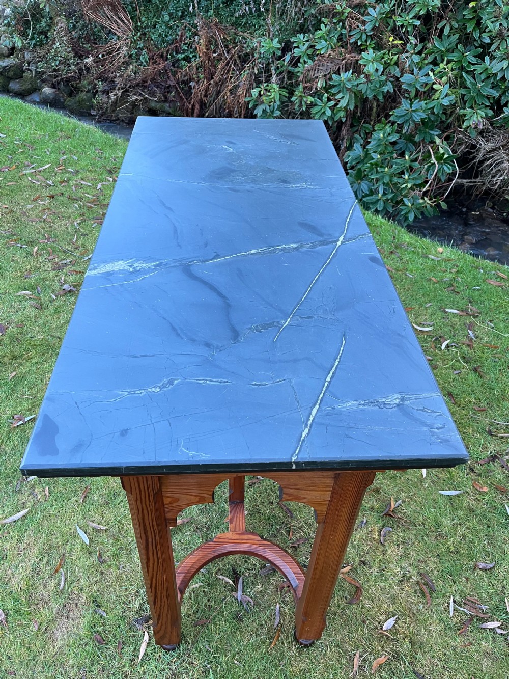Slate topped pine console table  View XVI
