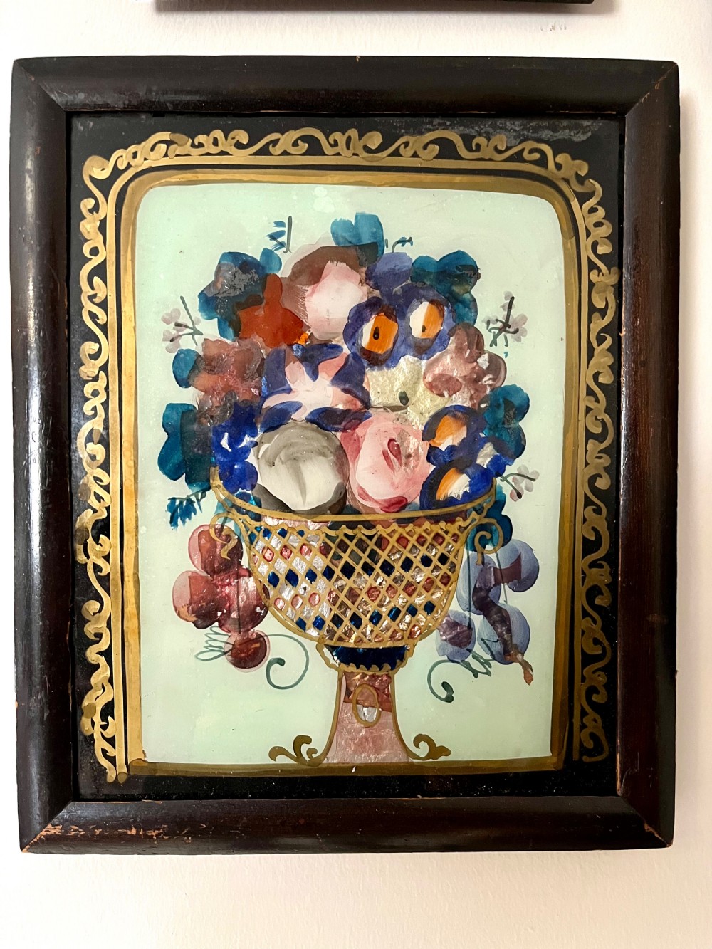Pair naive reverse glass paintings  View VI