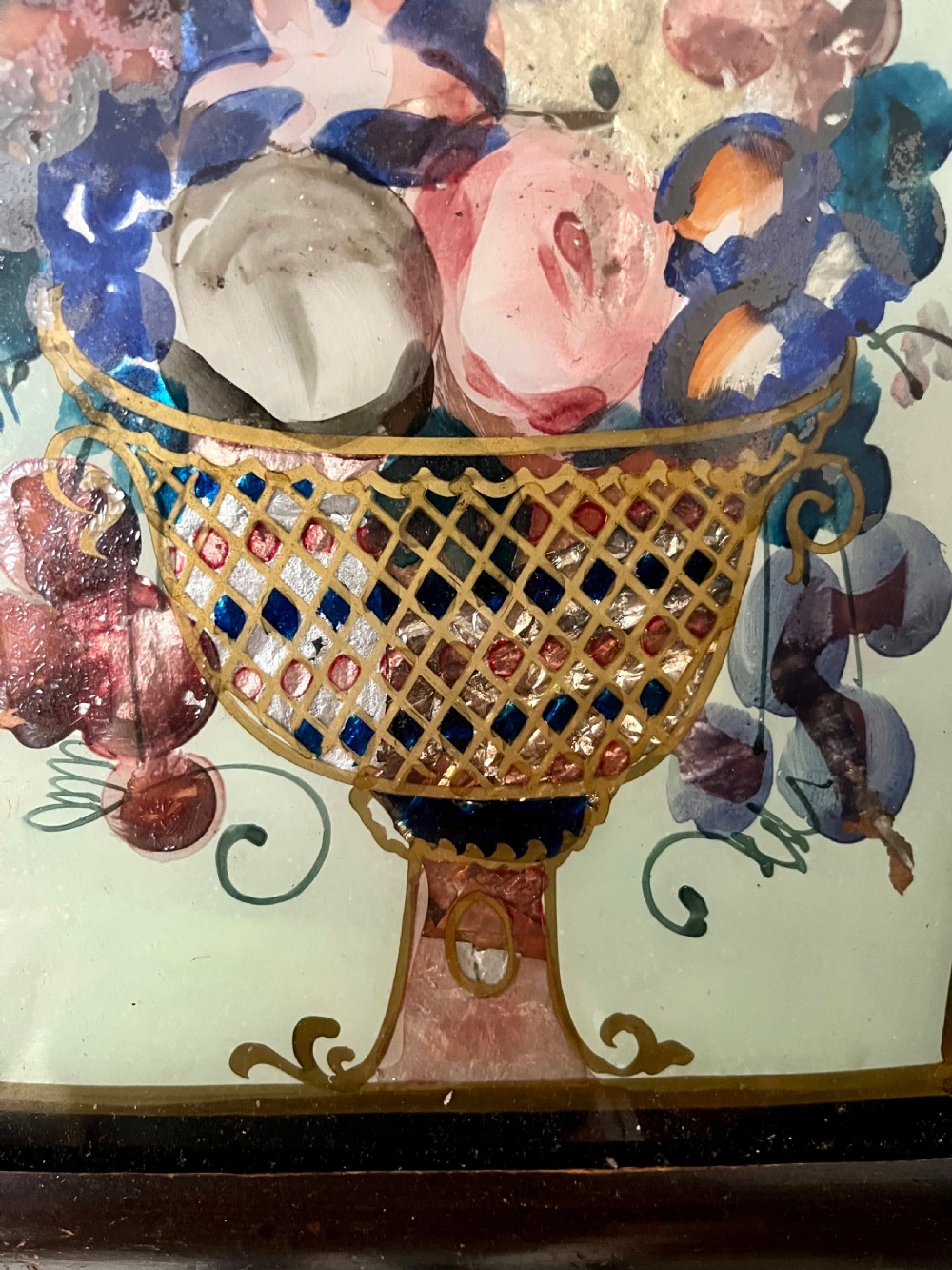Pair naive reverse glass paintings  View VII