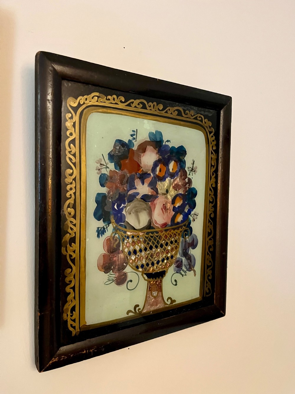 Pair naive reverse glass paintings  View XIII